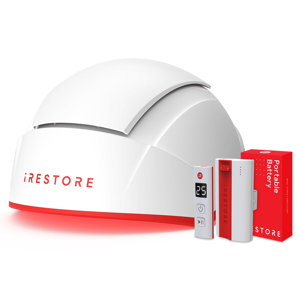 iRestore Pro + Rechargeable Battery Pack – 282 Lasers & LEDs Red Light Therapy for Hair Growth (FDA Cleared)