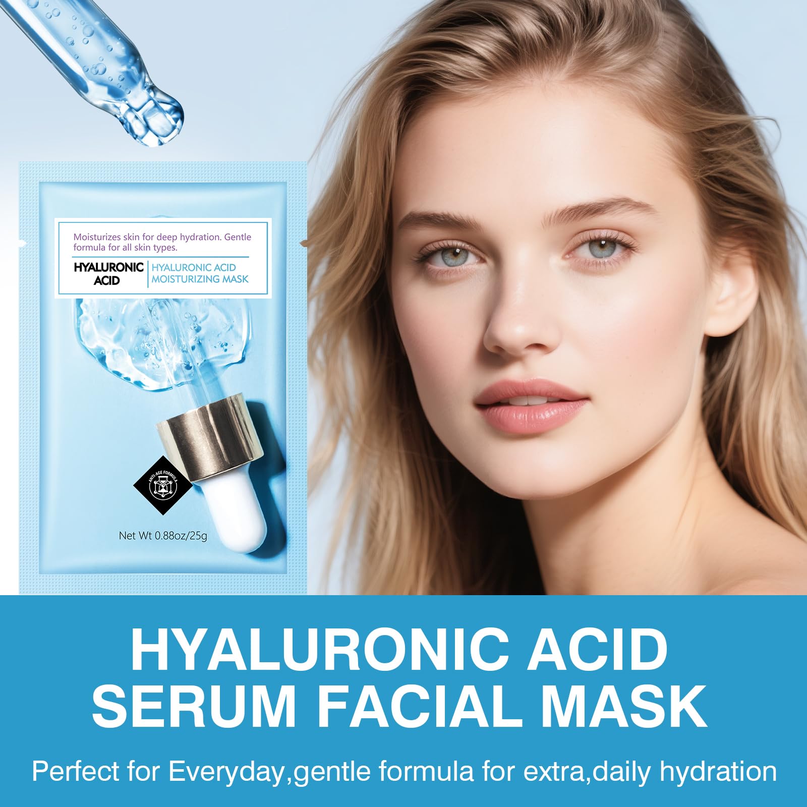 IREV Hyaluronic Acid Face Mask | Hydrating Sheet Mask for All Skin Types (Pack of 10)