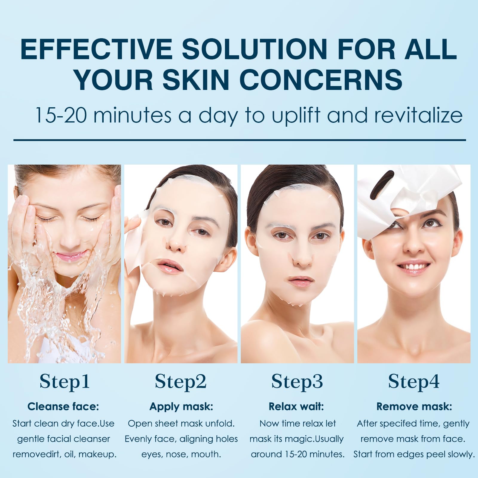 IREV Hyaluronic Acid Face Mask | Hydrating Sheet Mask for All Skin Types (Pack of 10)