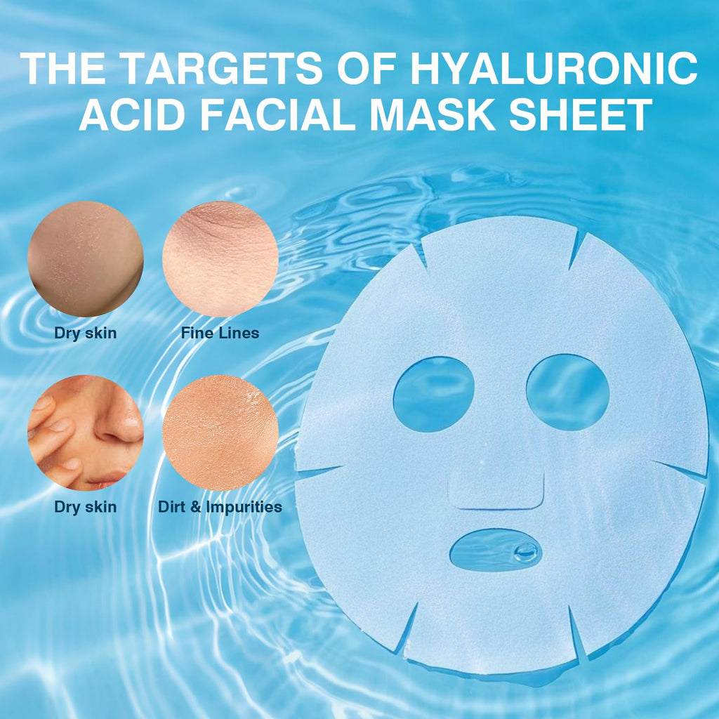 IREV Hyaluronic Acid Face Mask | Hydrating Sheet Mask for All Skin Types (Pack of 10)