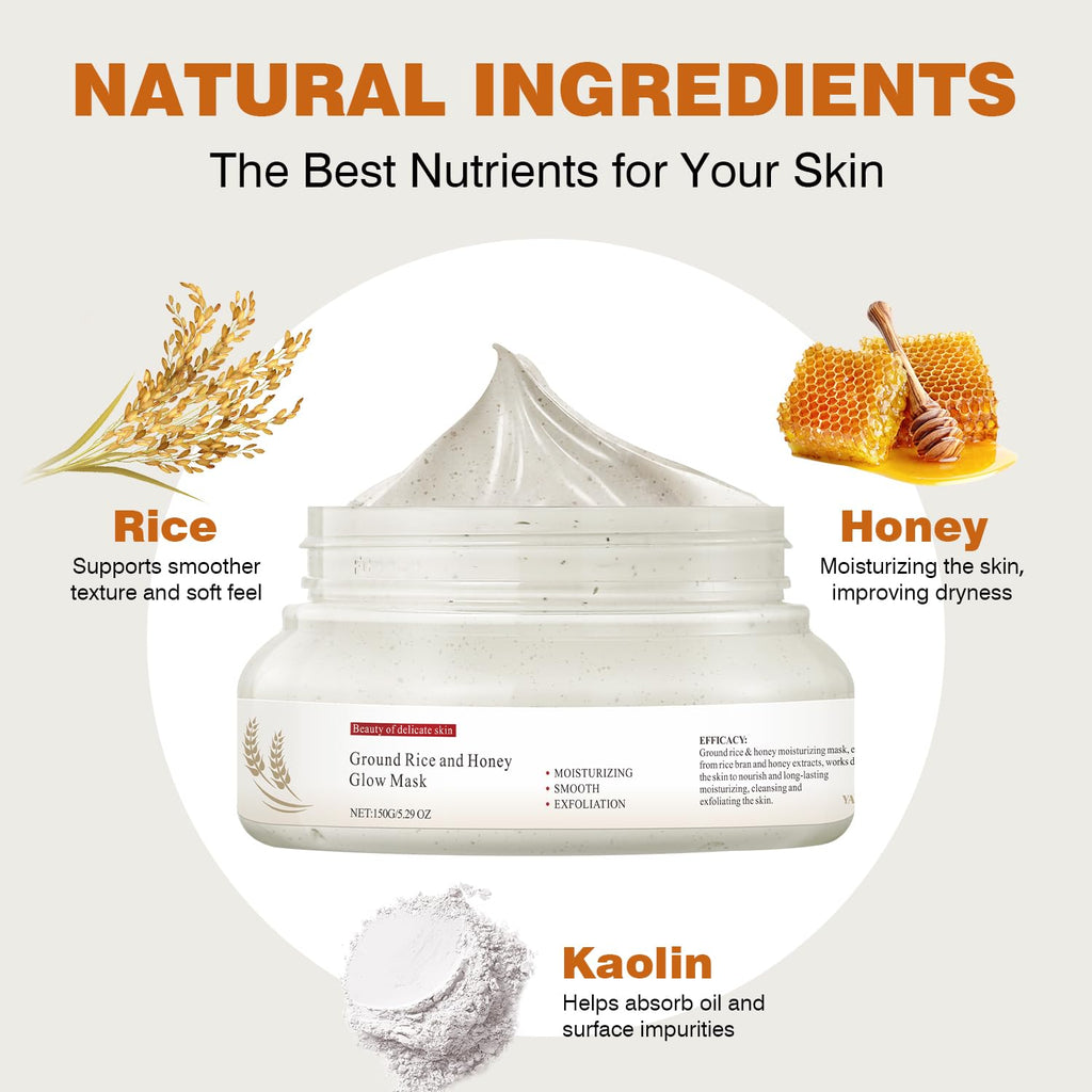 IREV Rice & Honey Glow Mask – Hydrating Clay Mask for Dry Skin, 150g