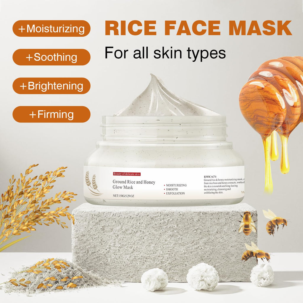 IREV Rice & Honey Glow Mask – Hydrating Clay Mask for Dry Skin, 150g