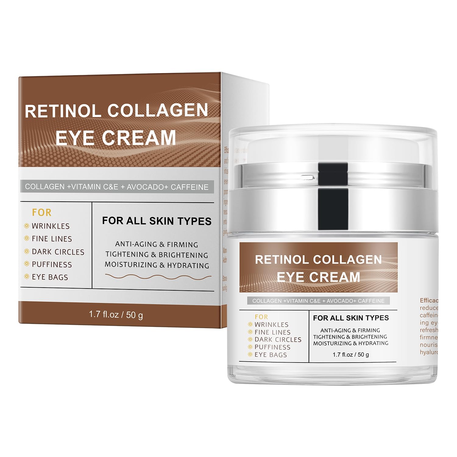 IREV Eye Cream with Retinol & Collagen – Hydrating Avocado, Vitamin C & Caffeine for Dark Circles