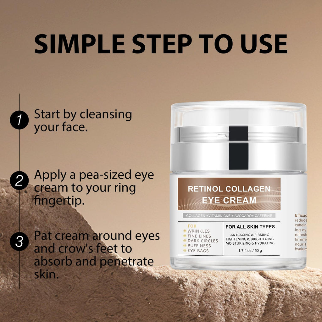 IREV Eye Cream with Retinol & Collagen – Hydrating Avocado, Vitamin C & Caffeine for Dark Circles