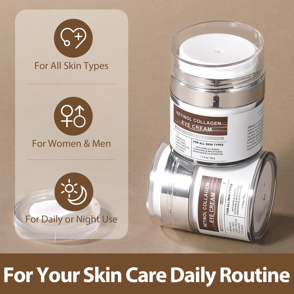 IREV Eye Cream with Retinol & Collagen – Hydrating Avocado, Vitamin C & Caffeine for Dark Circles
