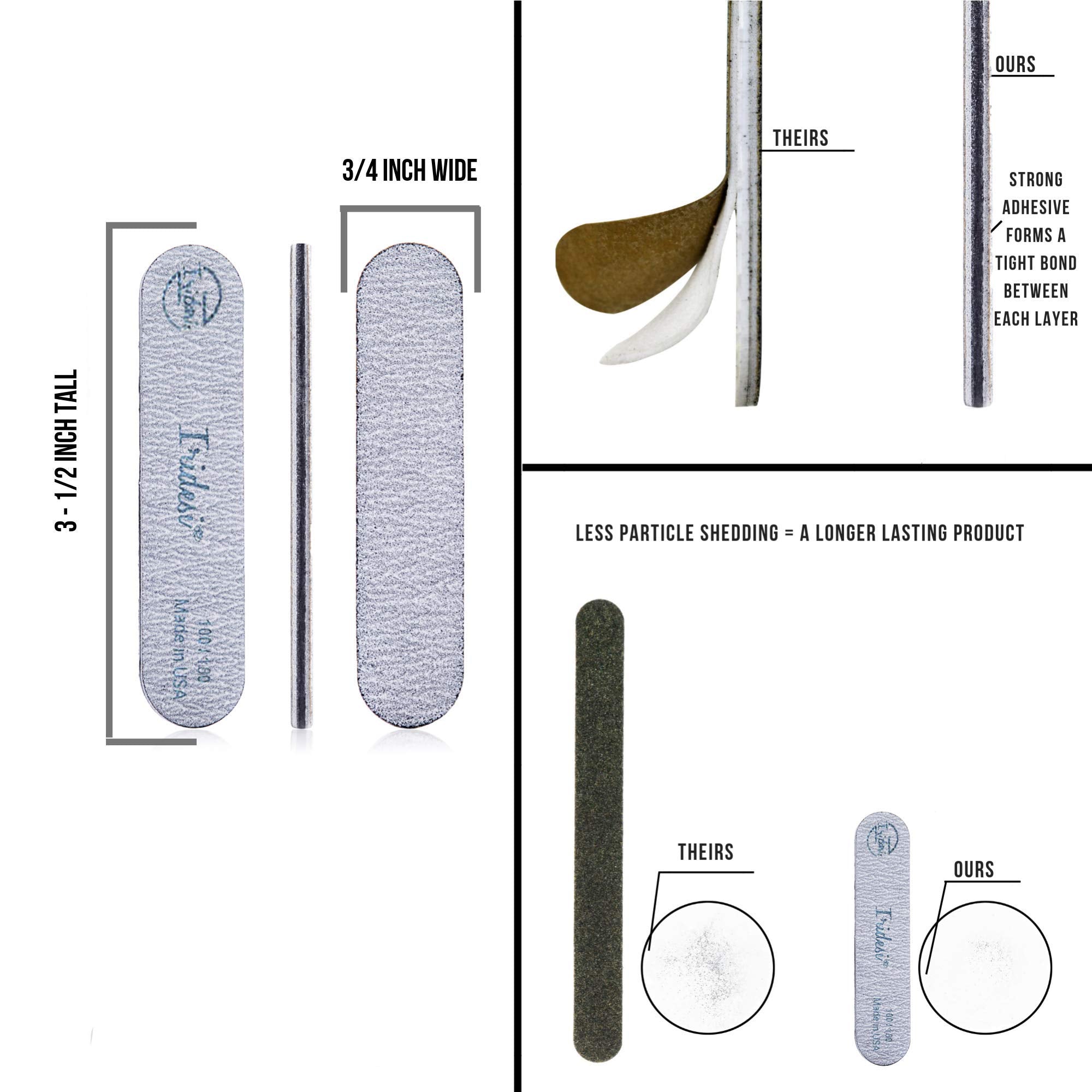Iridesi Mini Zebra Nail File Set – 100/180 Grit Emery Boards, 3.5 in, 50 Count