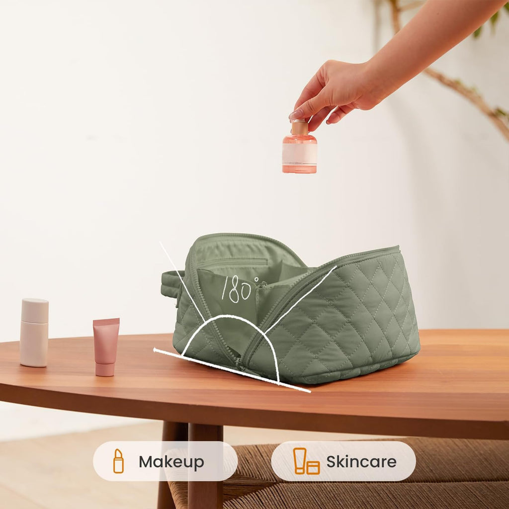 IrisCargo Toiletry Bag for Women – Wide-Open Lay-Flat, Large-Capacity Travel Makeup Organizer