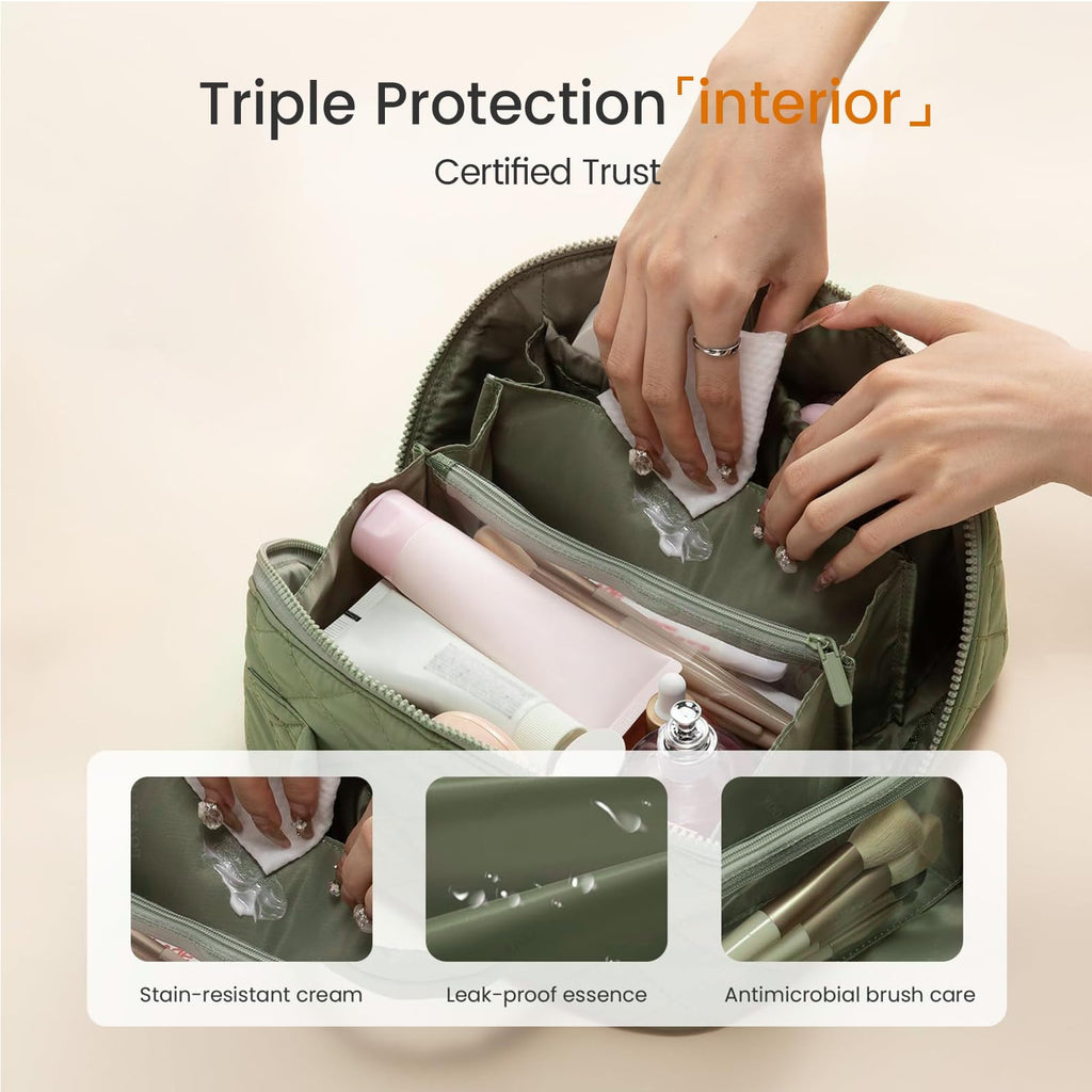 IrisCargo Toiletry Bag for Women – Wide-Open Lay-Flat, Large-Capacity Travel Makeup Organizer