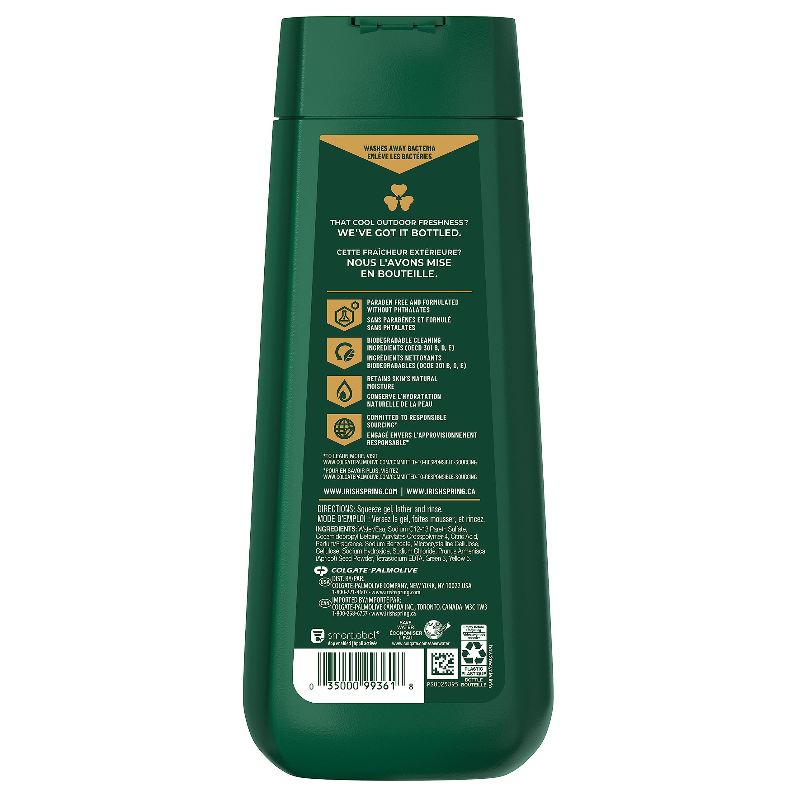 Irish Spring Men’s Body Wash – Active Scrub Exfoliating, 4 x 20 oz