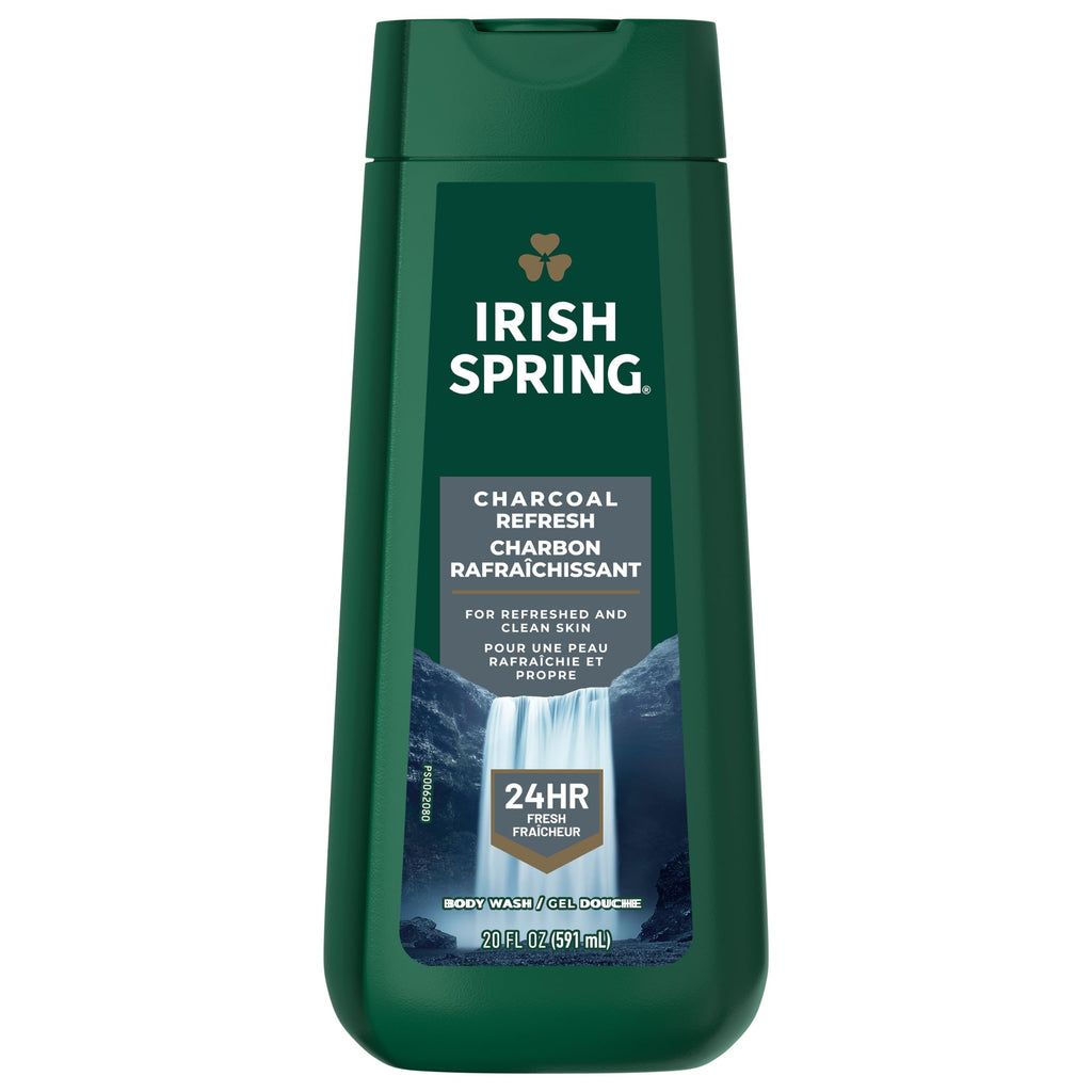 Irish Spring Men's Body Wash Charcoal Refresh — 4-Pack, 20 oz Bottles