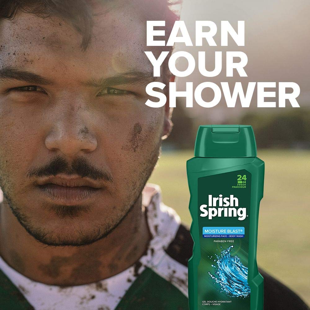 Irish Spring Moisture Blast Body Wash – 4 x 18 oz | Hydrating Clean & Freshness