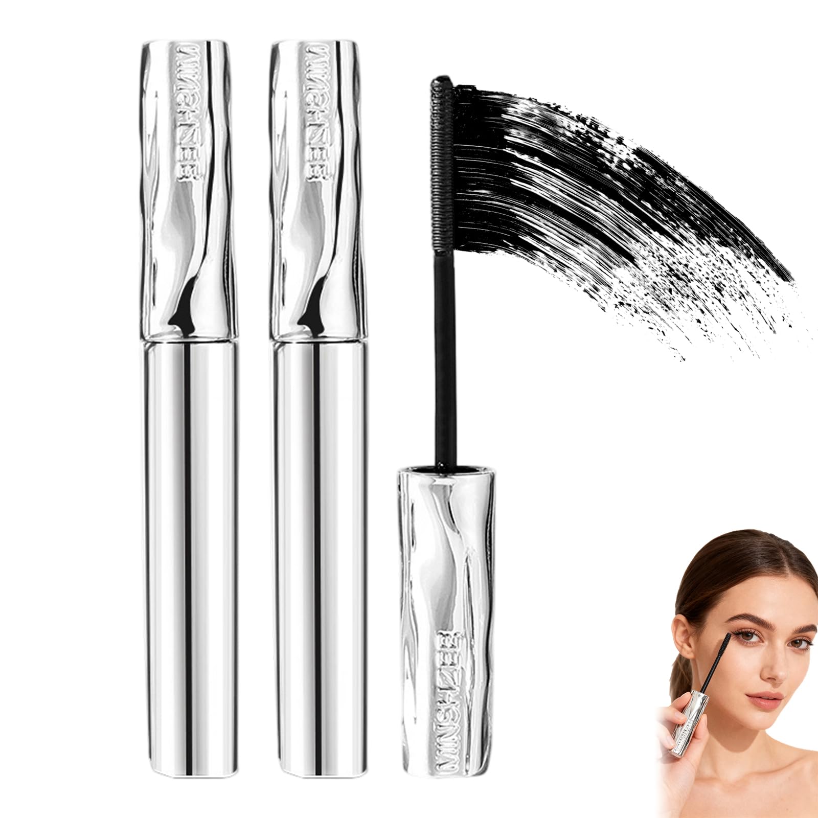 2Pcs Iron Wand Mascara – 2025 Upgraded Waterproof Tubing Mascara for 3D Curl, Smudge-Proof & No Flake