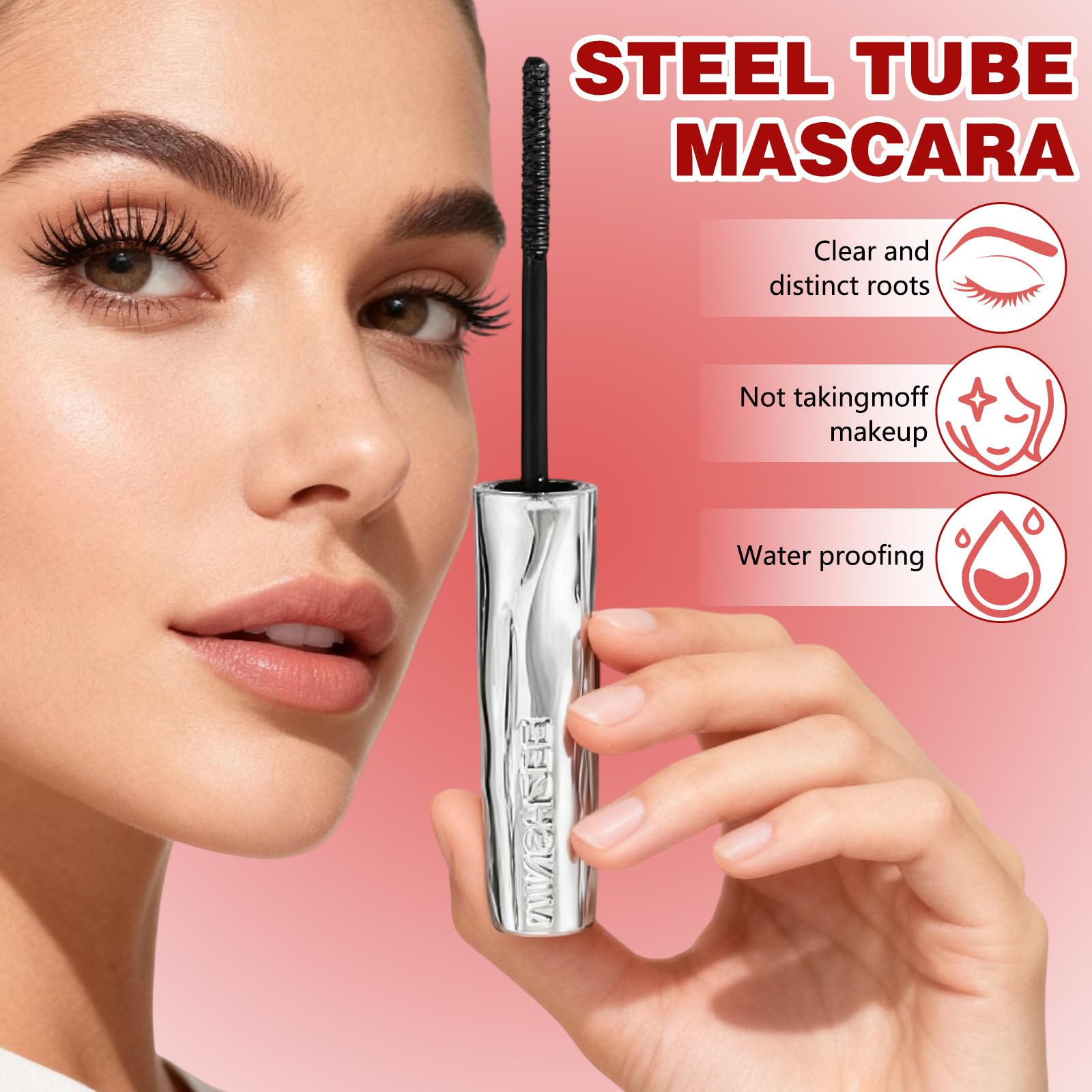 2Pcs Iron Wand Mascara – 2025 Upgraded Waterproof Tubing Mascara for 3D Curl, Smudge-Proof & No Flake