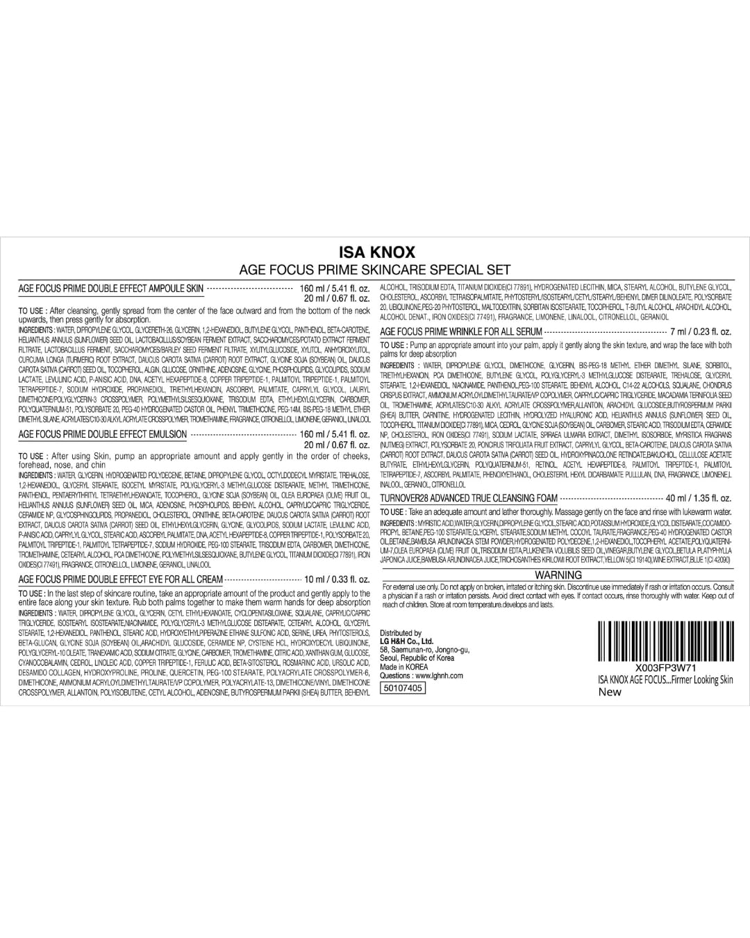 Isa Knox AGE FOCUS PRIME DOUBLE EFFECT SKINCARE SET – Lightweight, Nourishing Korean Routine (417 ml)