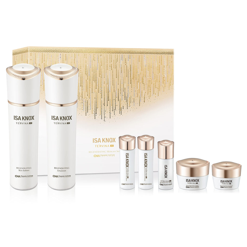 ISA KNOX TE'RVINA AD Regenerating Skincare Set (12.7 fl oz) — Hydrating Toner & Emulsion + Serum, Eye Cream, Cream | Placenta Powerhouse