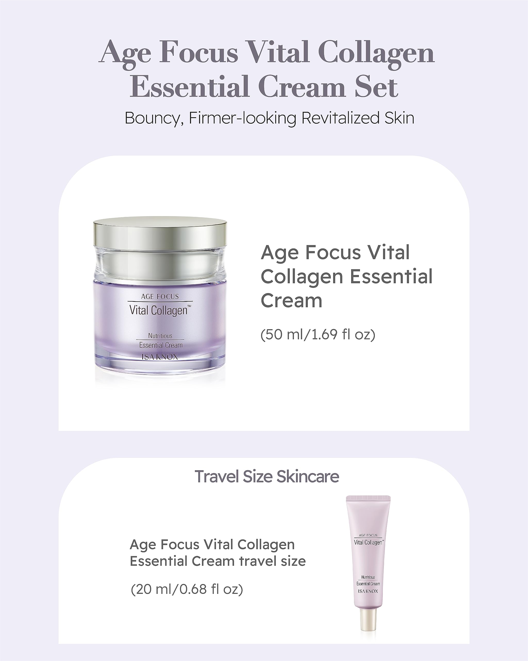 Isa Knox Age Focus Vital Collagen Essential Cream Set – 50ml + 20ml | Korean Skincare