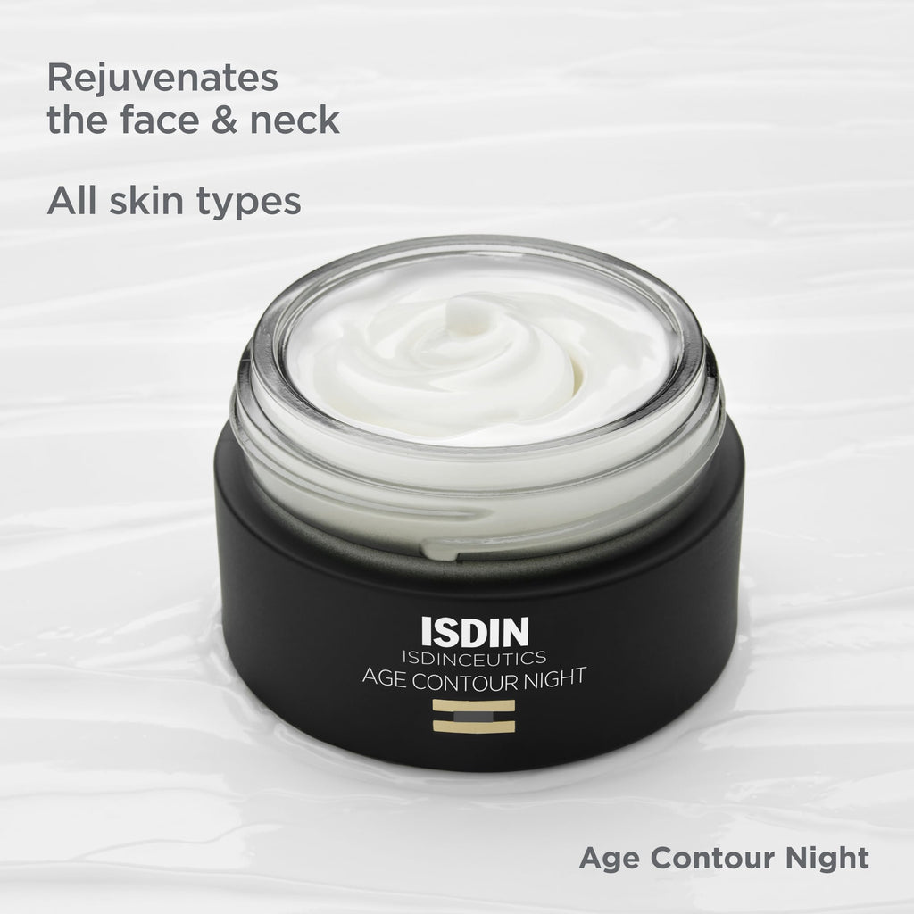 ISDIN Age Contour Night Cream for Face & Neck – Melatonin & Peptides, 1.8 oz
