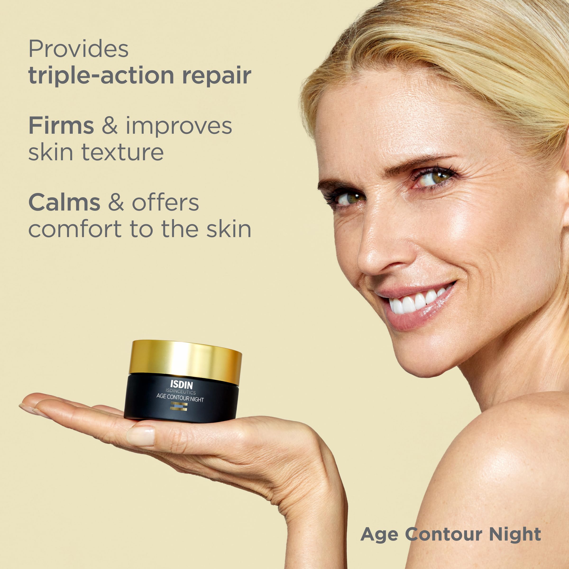 ISDIN Age Contour Night Cream for Face & Neck – Melatonin & Peptides, 1.8 oz