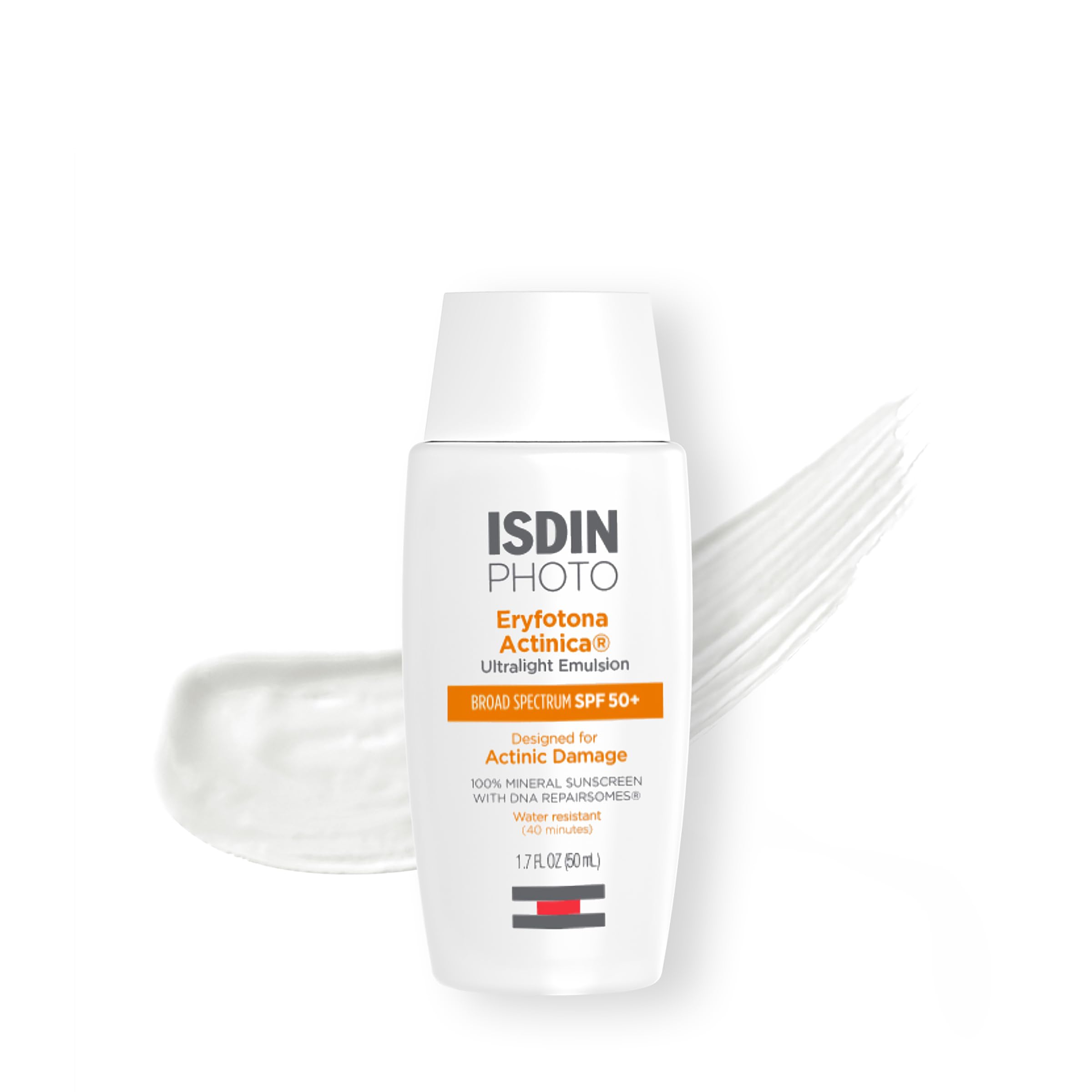 ISDIN Eryfotona Actinica SPF 50+ Mineral Sunscreen – No White Cast, Travel Size