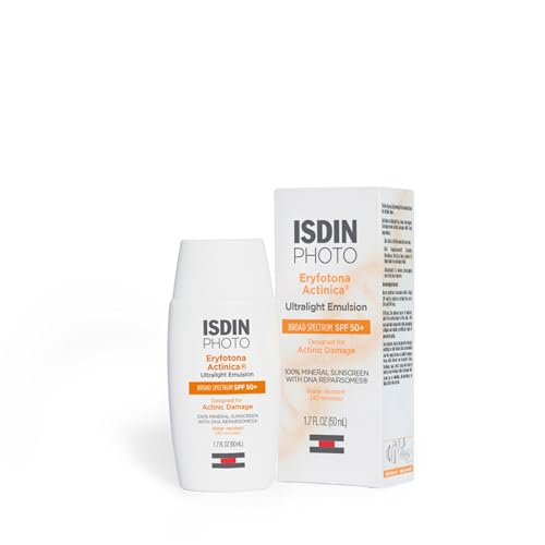 ISDIN Eryfotona Actinica SPF 50+ Mineral Sunscreen – No White Cast, Travel Size