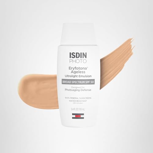 ISDIN Eryfotona Ageless Tinted SPF 50 Mineral Sunscreen for Face – Non-Comedogenic, Water-Resistant, Travel-Size 3.4 oz