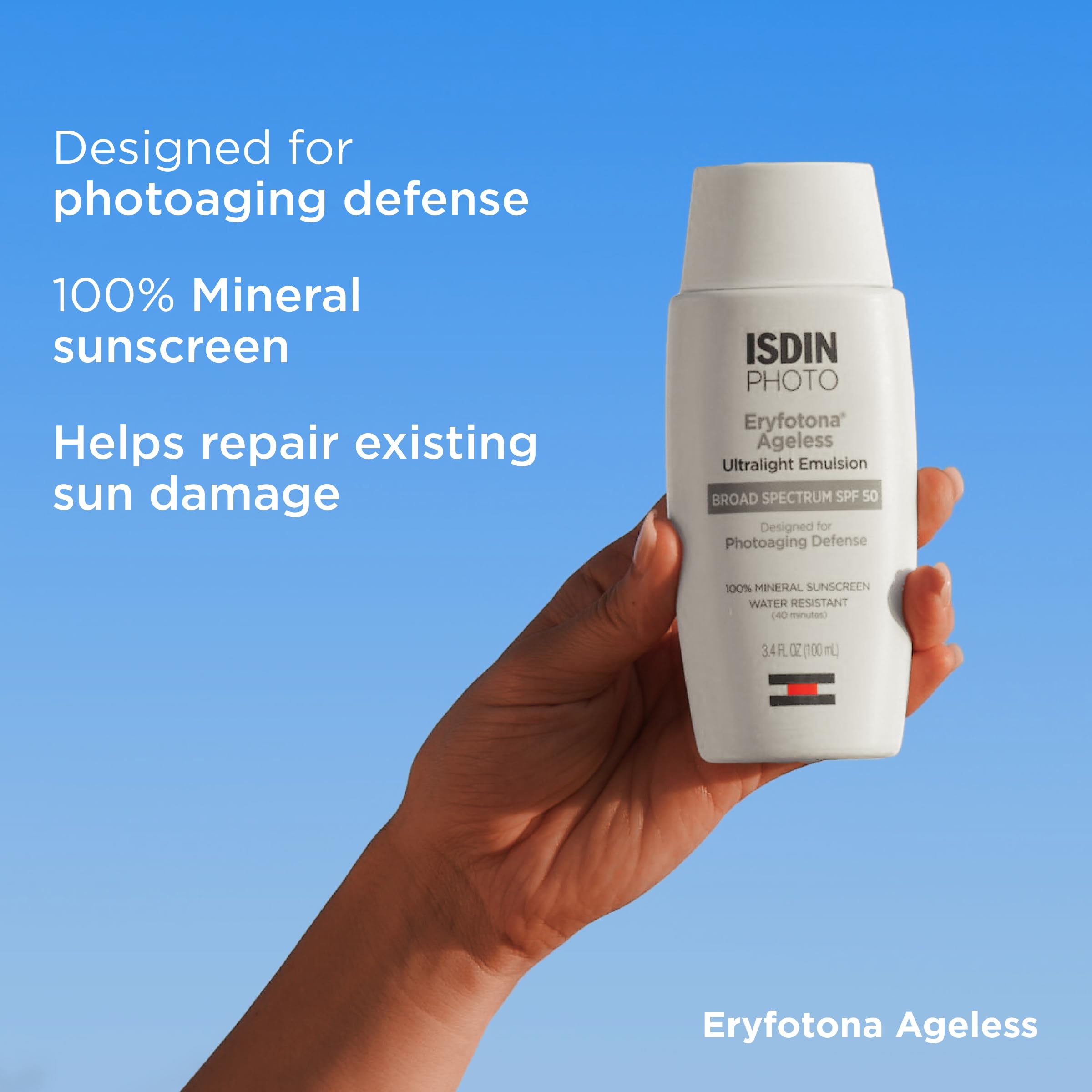 ISDIN Eryfotona Ageless Tinted SPF 50 Mineral Sunscreen for Face – Non-Comedogenic, Water-Resistant, Travel-Size 3.4 oz
