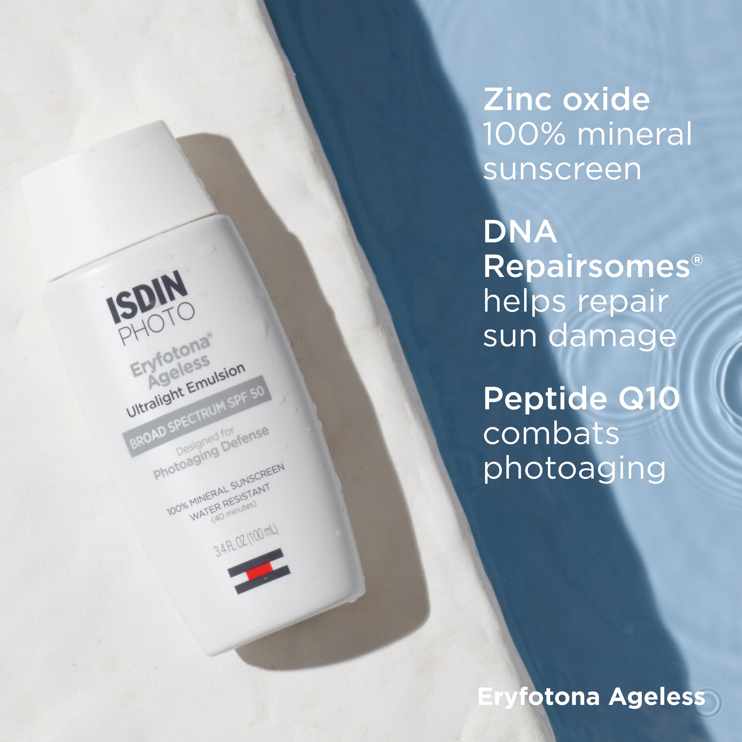 ISDIN Eryfotona Ageless Tinted SPF 50 Mineral Sunscreen for Face – Non-Comedogenic, Water-Resistant, Travel-Size 3.4 oz