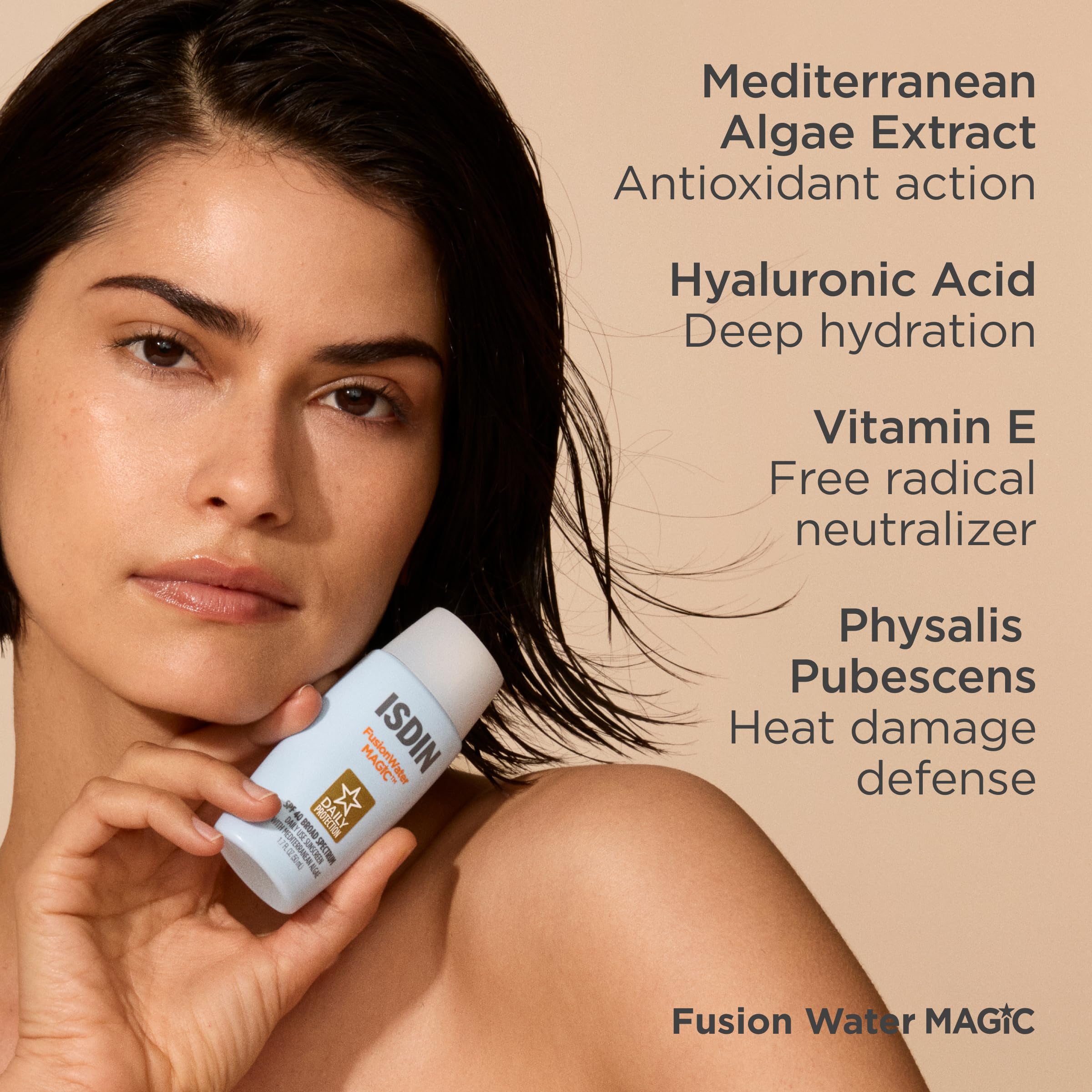 ISDIN Fusion Water MAGIC SPF 40 Sunscreen – Ultralight Hydration with Hyaluronic Acid & Vitamin E