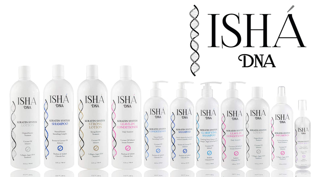 ISHA DNA Keratin Treatment System Shampoo - Sulfate & Paraben-Free, Coconut Oil Infused for All Hair Types (16 Fl oz)