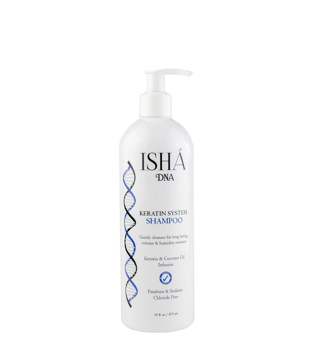 ISHA DNA Keratin Treatment System Shampoo - Sulfate & Paraben-Free, Coconut Oil Infused for All Hair Types (16 Fl oz)