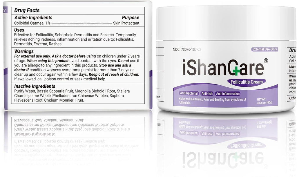ishancare Folliculitis Treatment Cream – Natural Relief for Itching, Redness & Inflammation | 3.53 Oz