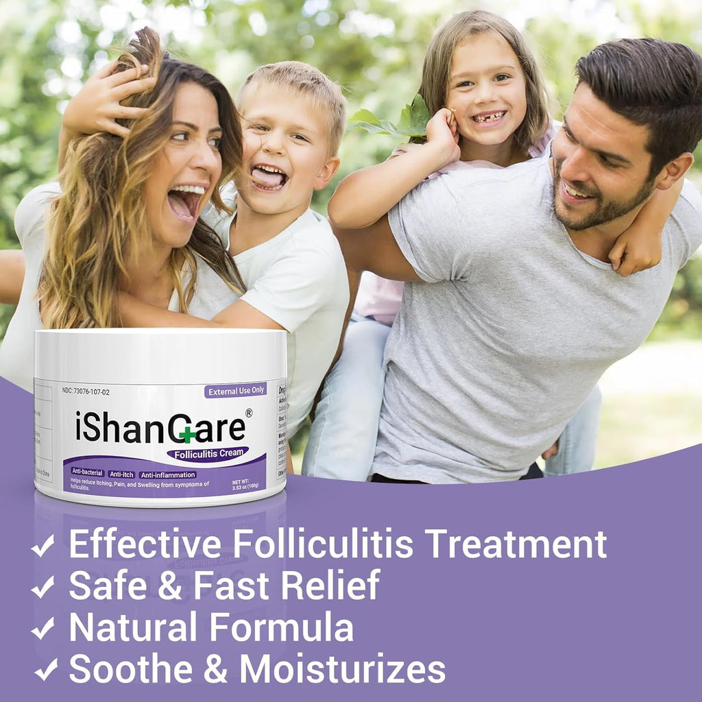 ishancare Folliculitis Treatment Cream – Natural Relief for Itching, Redness & Inflammation | 3.53 Oz