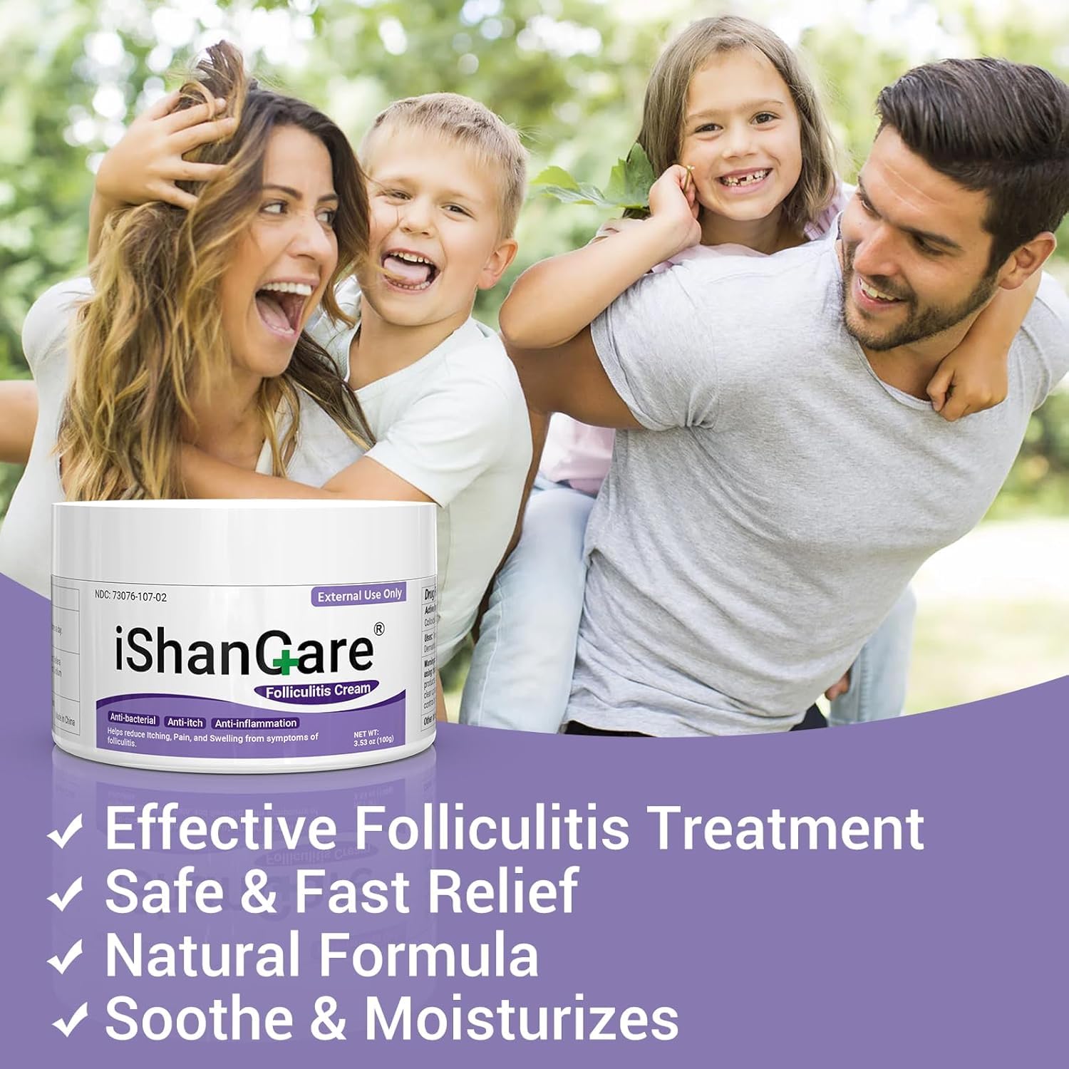 ishancare Folliculitis Treatment Cream – Natural Relief for Itching, Redness & Inflammation | 3.53 Oz