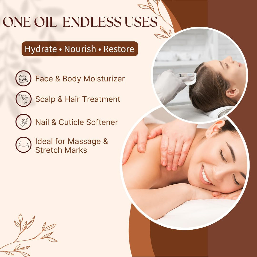 ISLA & FONTANE Jojoba Oil Set – 500ml, Pure Cold-Pressed, Hexane-Free, 2 Droppers + Massager