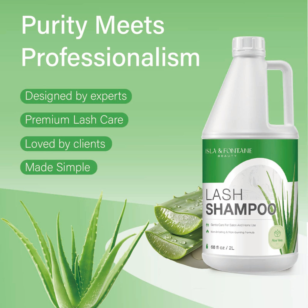 ISLA & FONTANE Lash Shampoo Bulk – 2L (68 fl oz) Gentle Lash Cleanser for Extensions