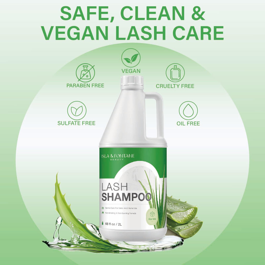 ISLA & FONTANE Lash Shampoo Bulk – 2L (68 fl oz) Gentle Lash Cleanser for Extensions