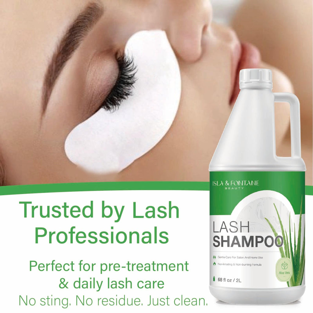 ISLA & FONTANE Lash Shampoo Bulk – 2L (68 fl oz) Gentle Lash Cleanser for Extensions
