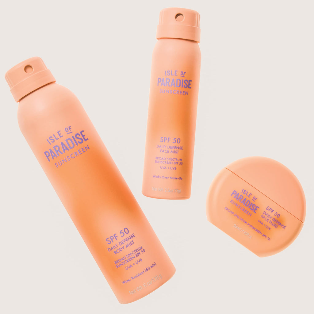 Isle of Paradise Daily Defense Body Mist SPF 50 | Invisible Hydrating Sunscreen Spray (6 oz)