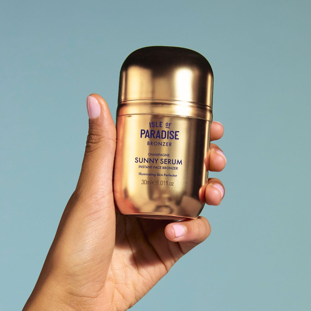 Isle of Paradise Sunny Serum Champagne – 4-in-1 Self Tan Primer, Base, Highlighter & Body Bronzer (1.01 fl oz)