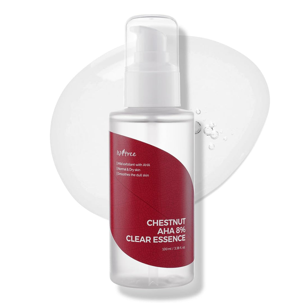 ISNTREE Chestnut AHA 8% Clear Essence 100ml | Pore Refining Exfoliant with Chestnut Shell Upcycled Ingredients | Korean Skincare