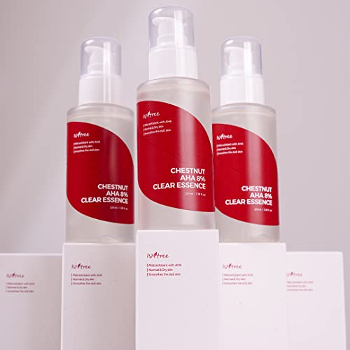 ISNTREE Chestnut AHA 8% Clear Essence 100ml | Pore Refining Exfoliant with Chestnut Shell Upcycled Ingredients | Korean Skincare
