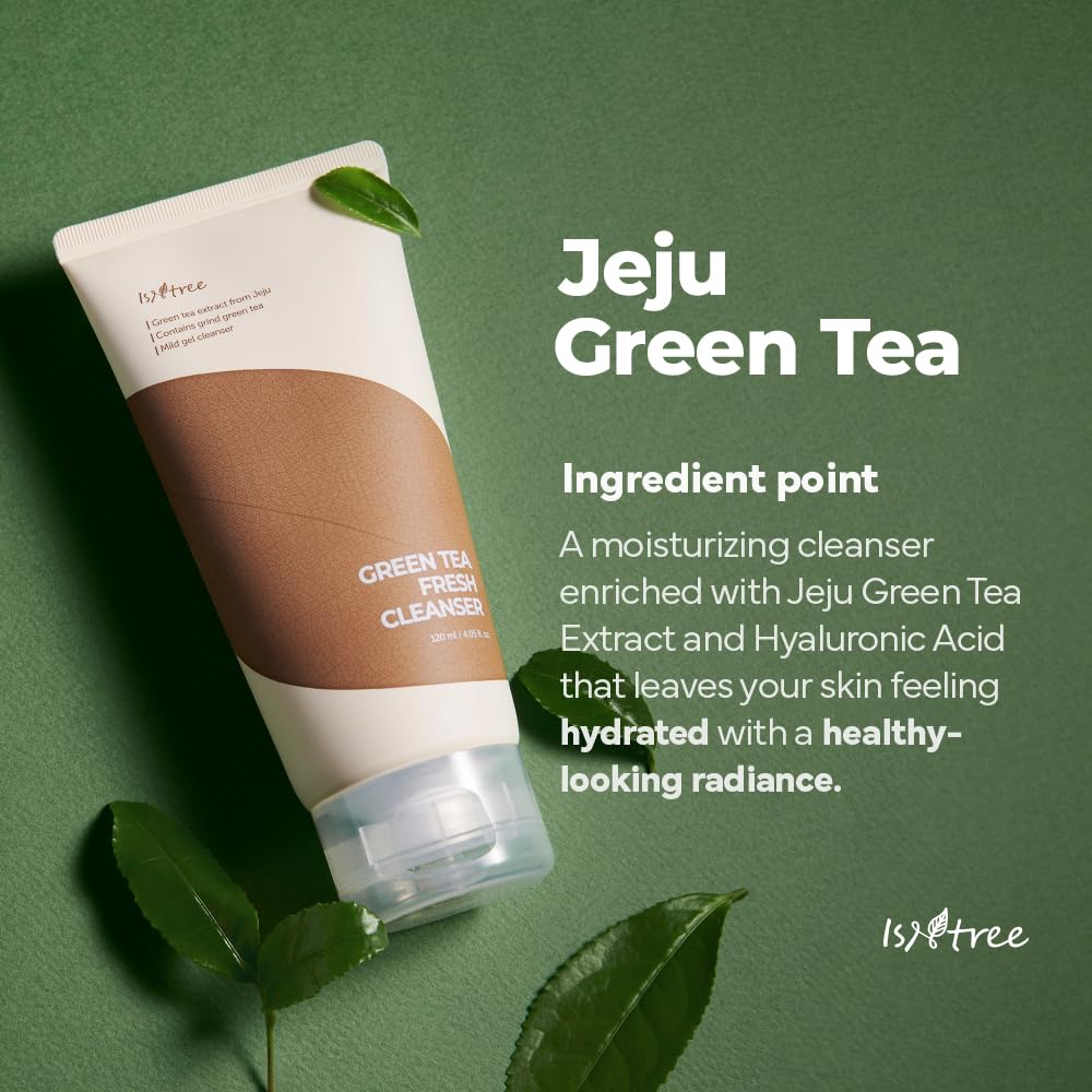 IsNtree Green Tea Fresh Cleanser 120 ml – Jeju Green Tea Extract + 4-Hyaluronic Acid | Gel Cleanser for Oily & Sensitive Skin
