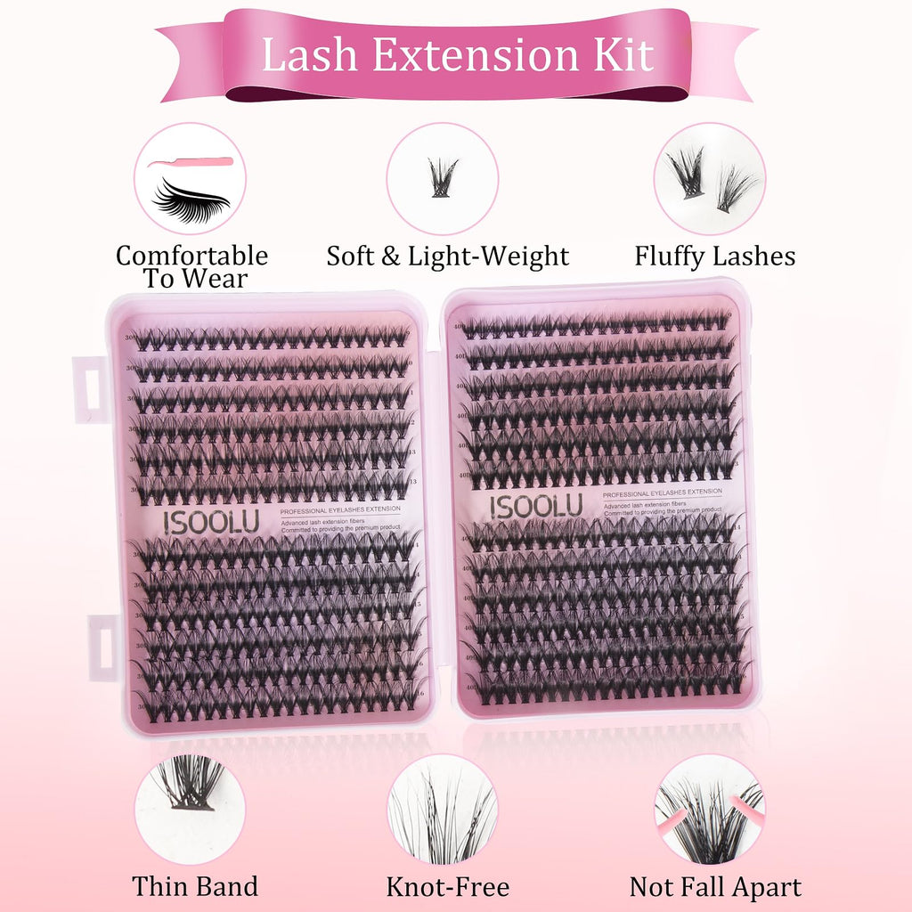 ISOOLU Fairy Lash Clusters Kit – Manga C Curl Wispy Lashes (9-16mm, 30D+40D)