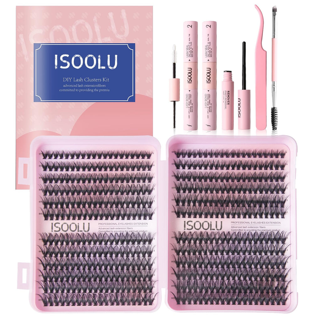 ISOOLU Fairy Lash Clusters Kit – 40D C Curl Wispy Lashes (9–16mm)