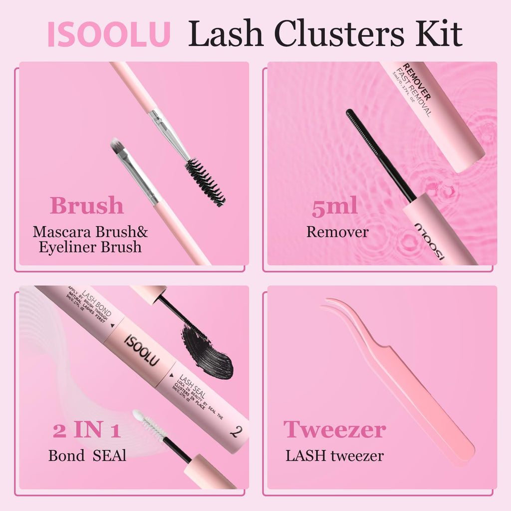 ISOOLU Fairy Lash Clusters Kit – Manga C Curl Wispy Lashes (9-16mm, 30D+40D)