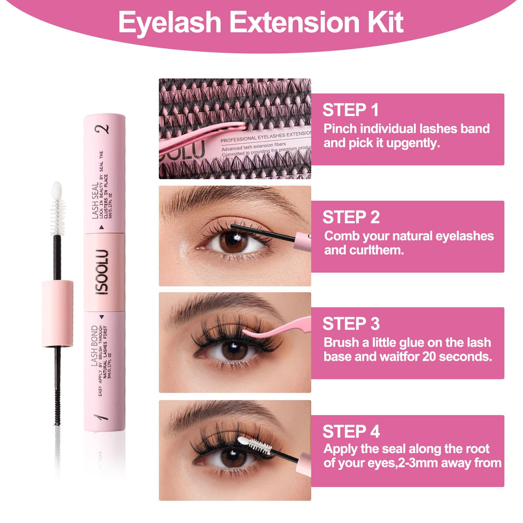 ISOOLU Fairy Lash Clusters Kit – Manga C Curl Wispy Lashes (9-16mm, 30D+40D)