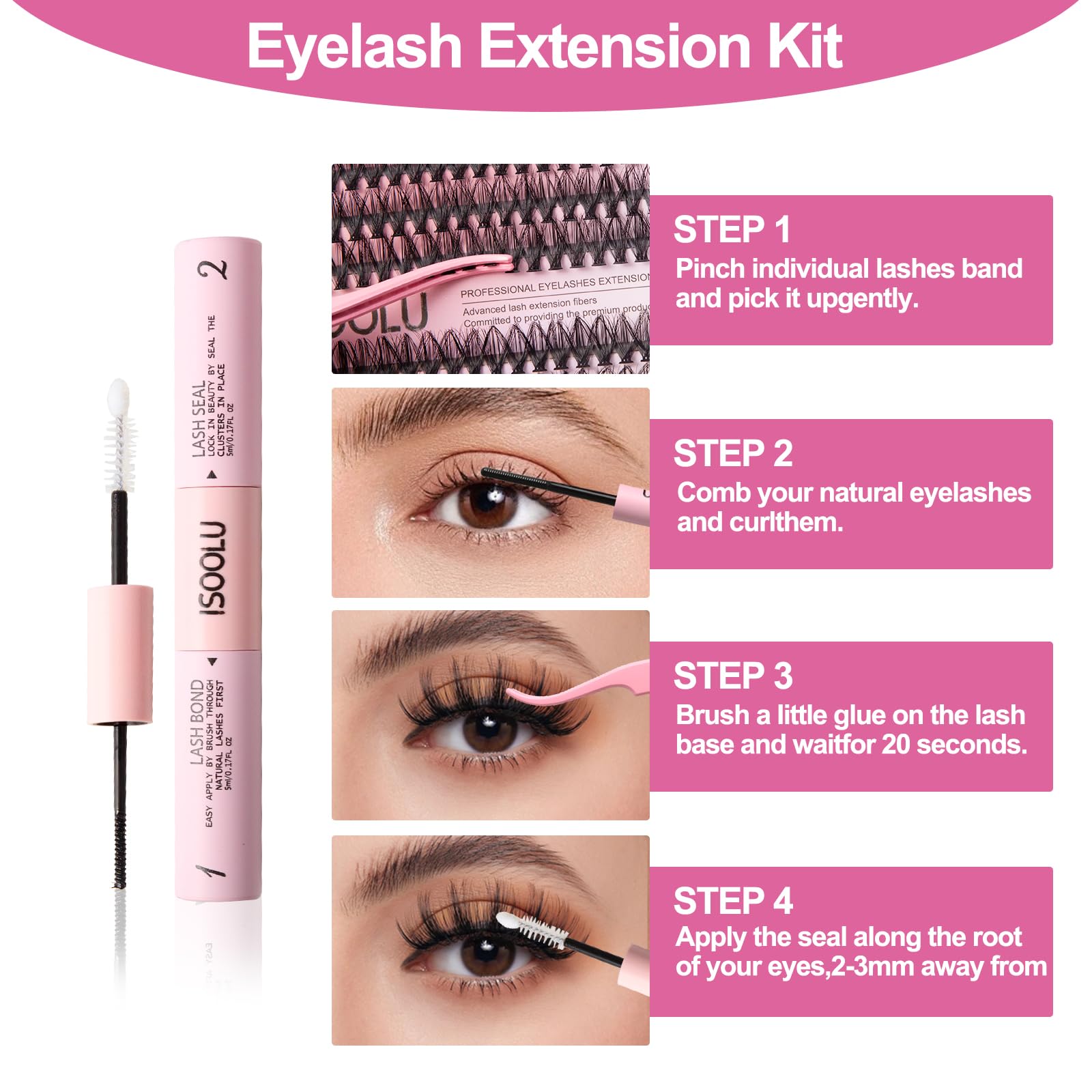 ISOOLU Fairy Lash Clusters Kit – Manga C Curl Wispy Lashes (9-16mm, 30D+40D)