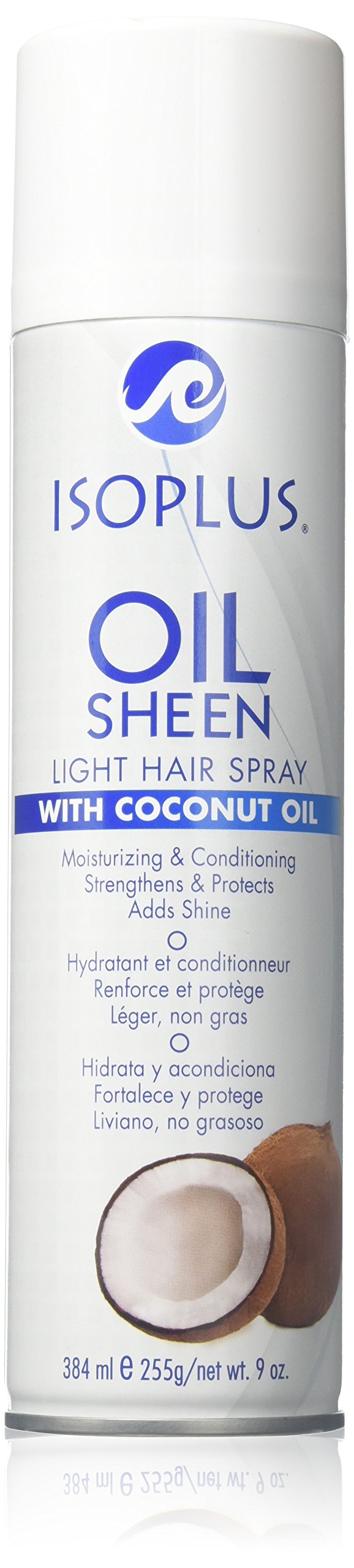 Isoplus Oil Sheen Light Spray Coconut Oil 9 Oz – Moisturizing Hair Shine & Conditioning