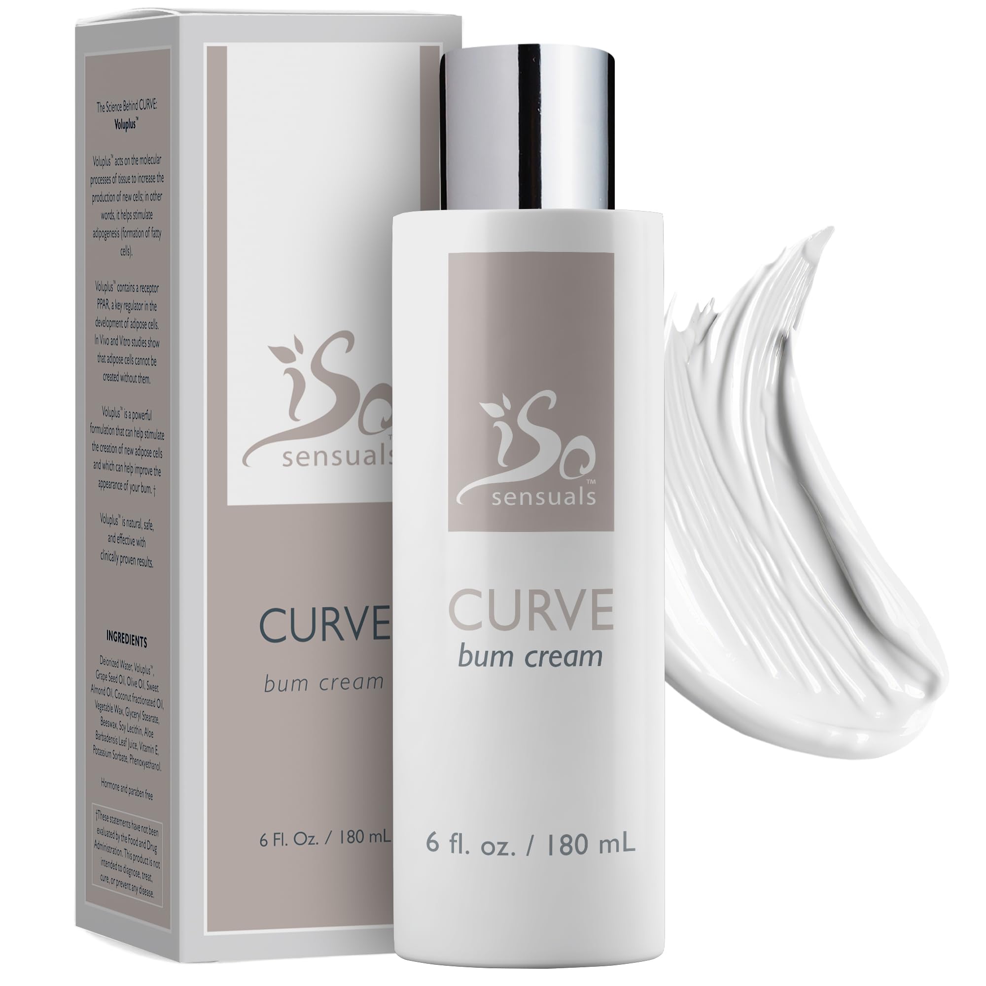 IsoSensuals CURVE Butt Enhancement Cream – Natural Growth & Fuller Curves for Women & Men | 2 Month Supply