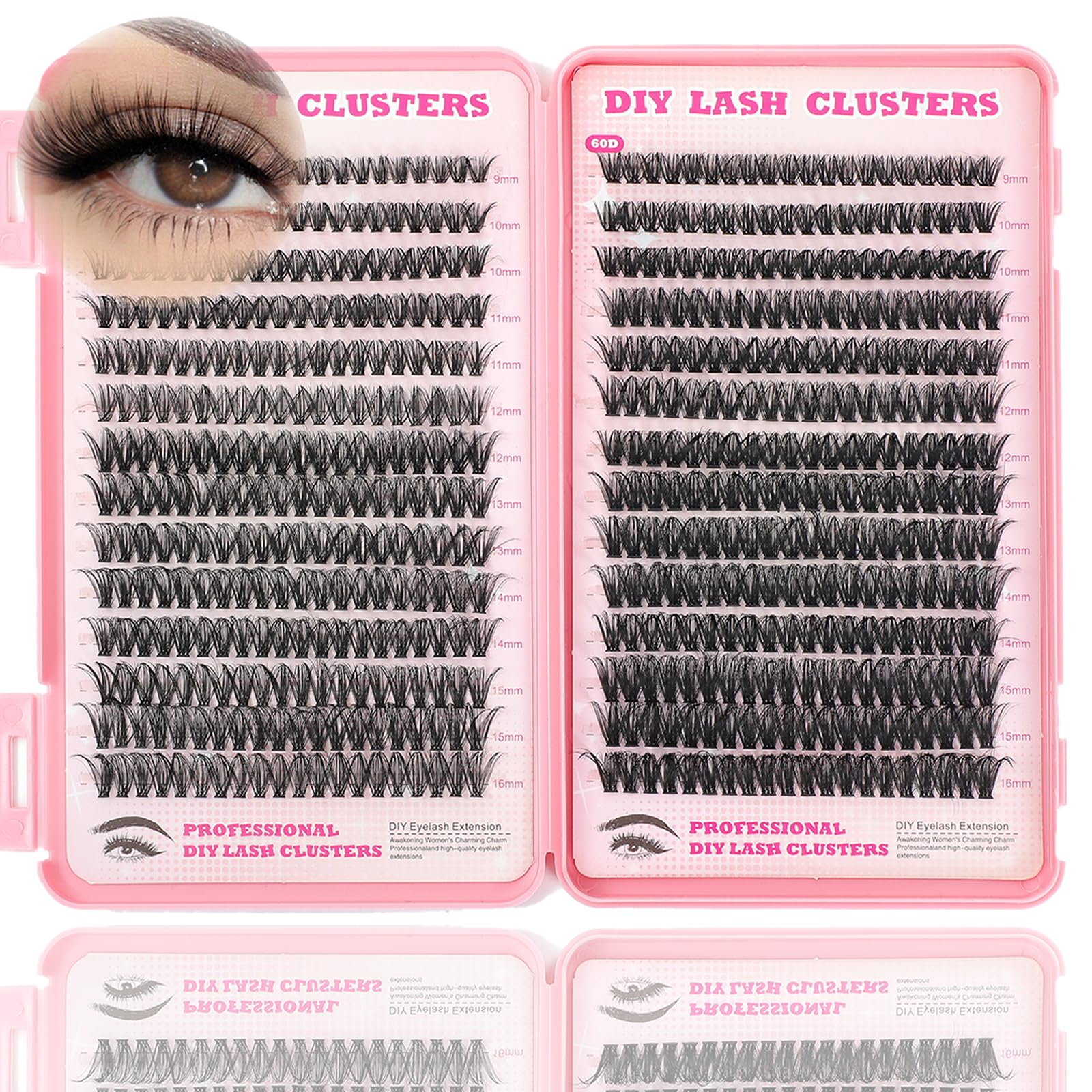 ISTGIFT Lash Clusters Kit – 560 Pcs, 9-16mm D Curl Fluffy Wispy Lash Extensions (DIY Home Use)